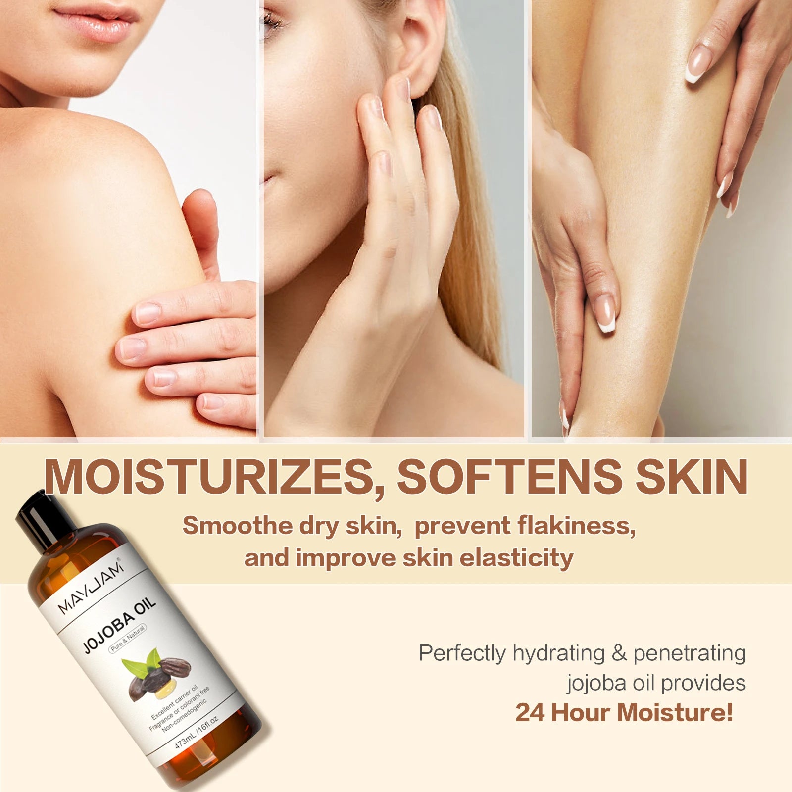 MAYJAM USDA Organic Jojoba Oil Moisturizing for Face, Hair, Skin & Nails Pure Natural Cold Pressed Grapeseed Sunflower Seed Oil