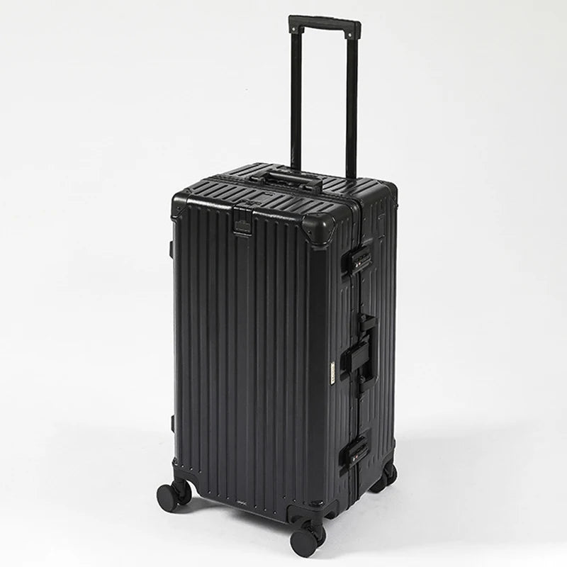 Aluminum Frame Suitcase 36 Inch Large Capacity — Silver | KIMLUD