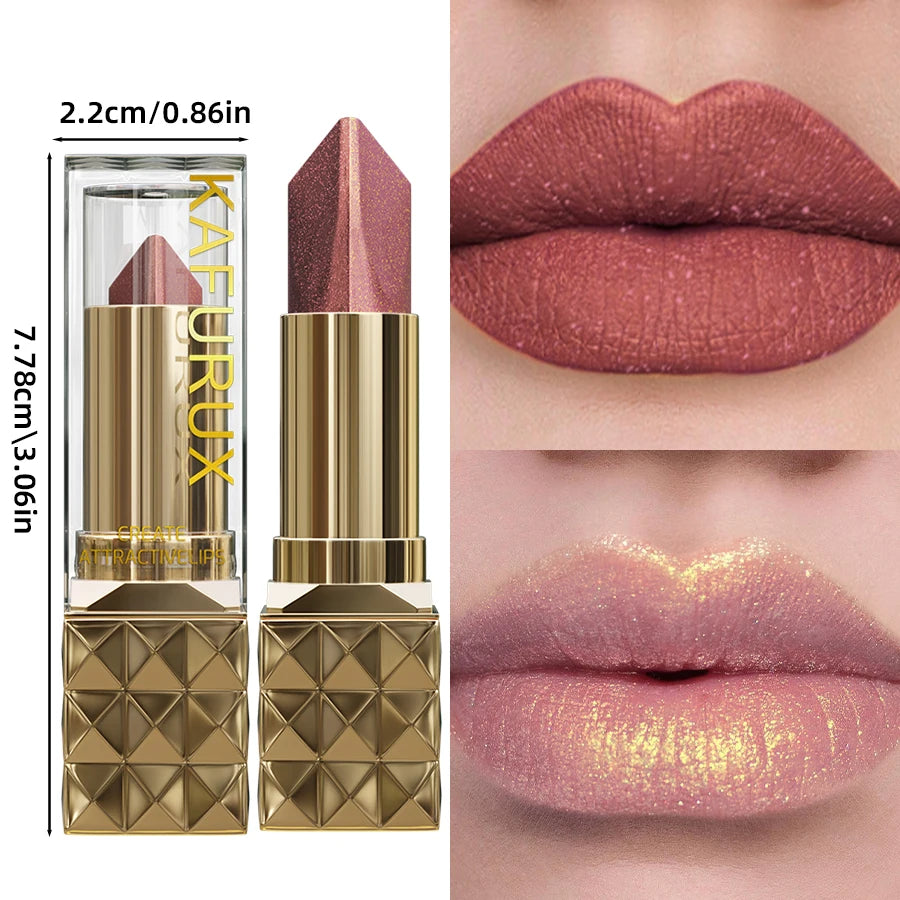 Glitter Two-Tone Lipstick Matte — Rose Mauve | KIMLUD