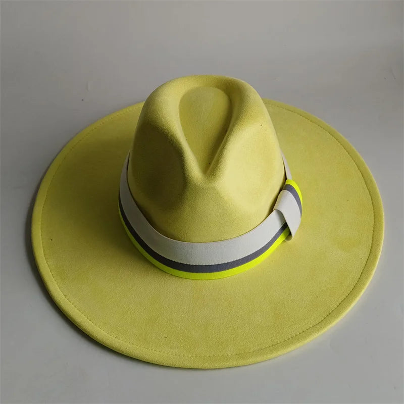 Suede Fedora Hat Wide Brim — Grayish Brown | KIMLUD