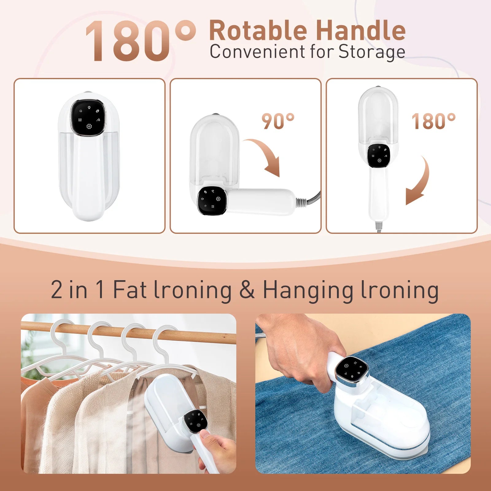 KIMLUD, New Foldable LED Digital Display Steam Iron Portable Three-speed Adjustable Steamer 1500W High-power Home Travel Iron, KIMLUD Womens Clothes
