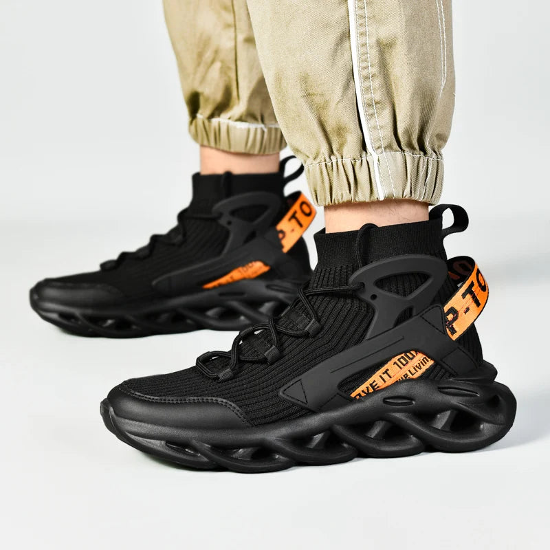High-Top Elastic Knitted Sports Shoes – Reflective 3D Detail – Knitted Upper | KIMLUD