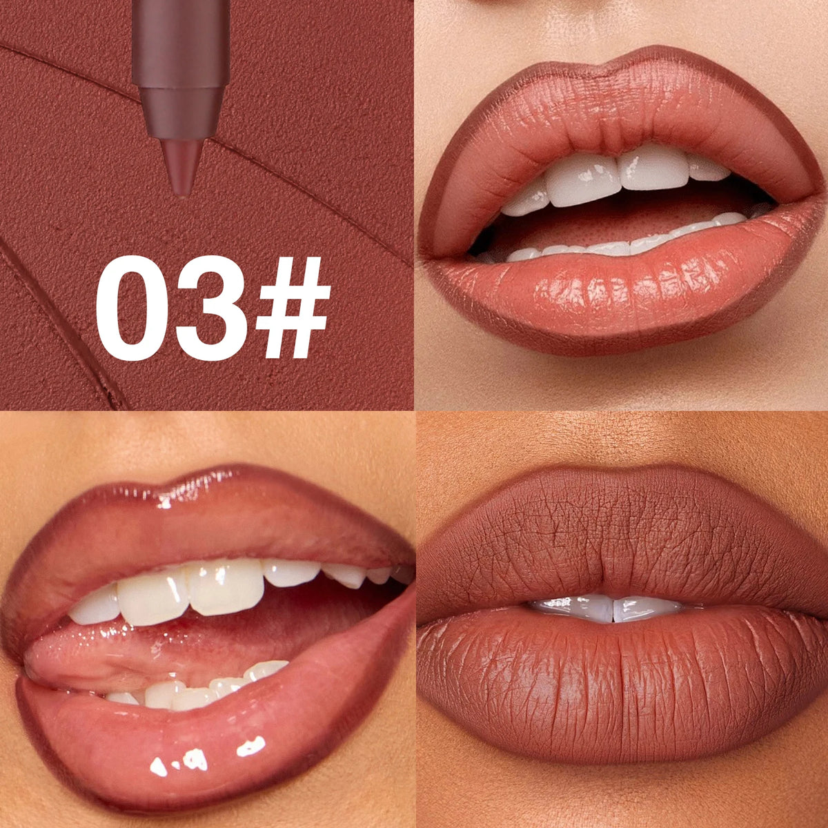6Colors Waterproof Fadeless Matte Brown Lipstick Lipliner Pen Lips Contour Filling Pen Black Lipliner Makes Its Mouth Look Plump