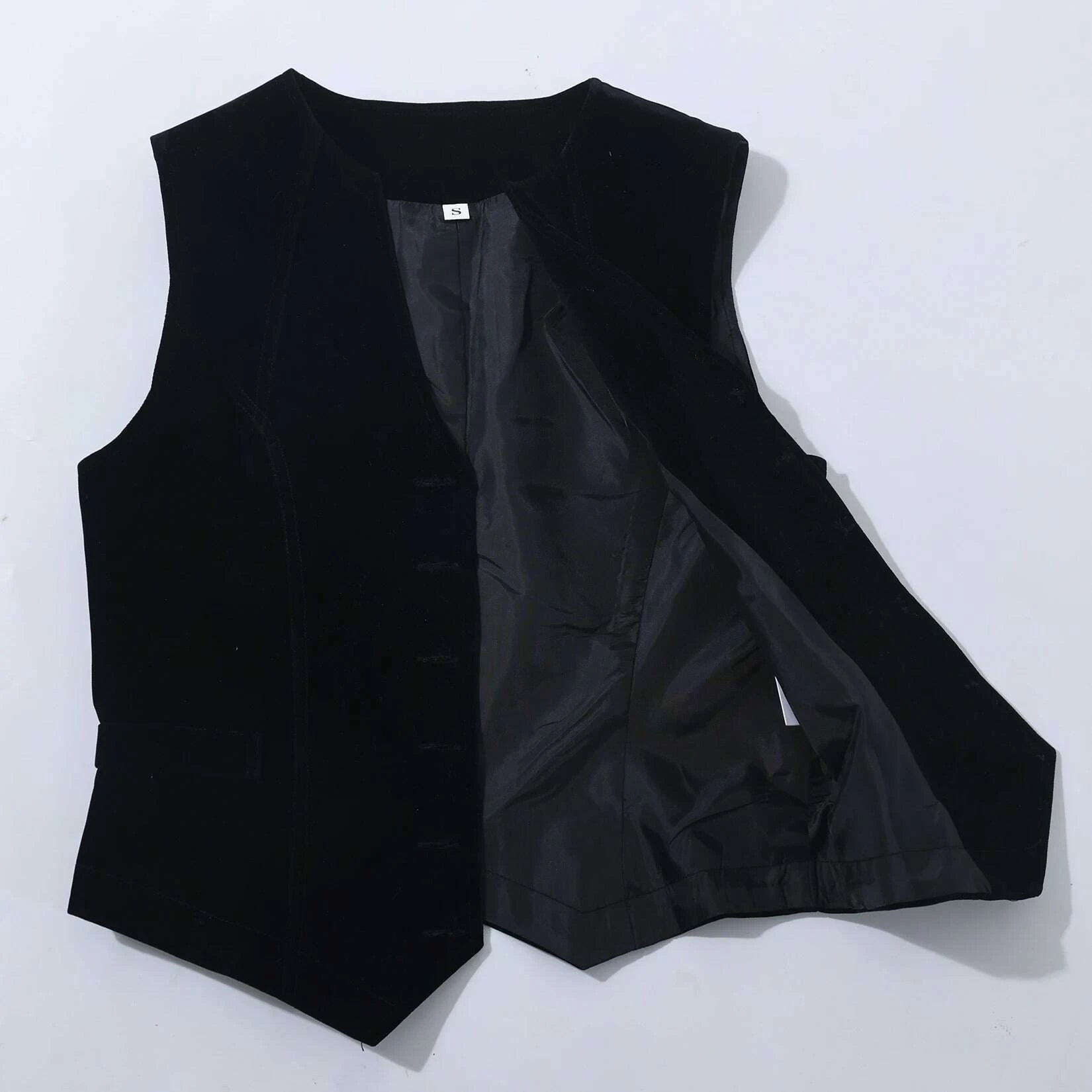 KIMLUD, Vintage Velvet Vest for Women V Neck Cropped Sleeveless Casual Tops Regular Fitted Jacket Waistcoat, KIMLUD Womens Clothes
