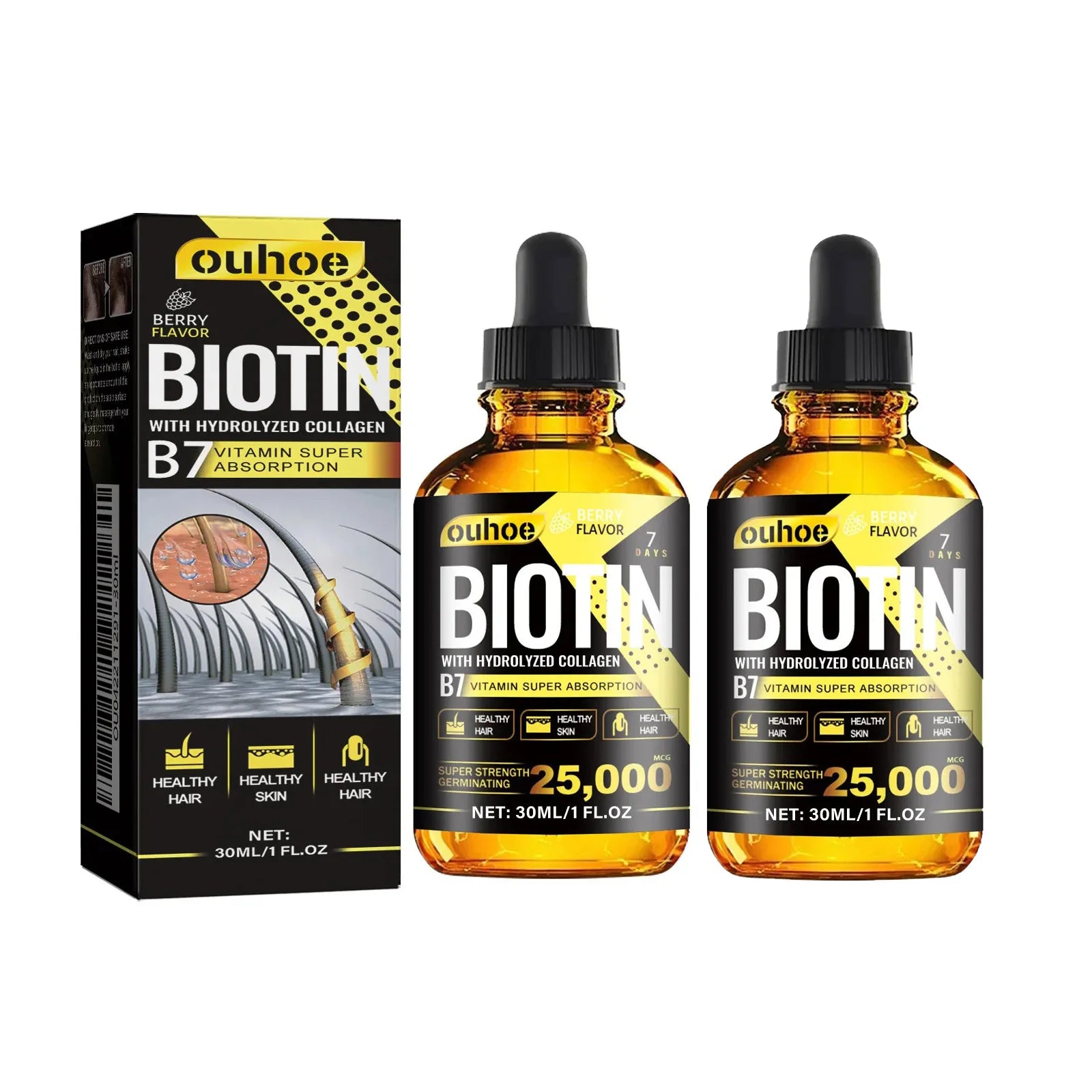 Collagen B7 Hair Growth Essential Oil Scalp Treatment Set — Amber-Gold | KIMLUD