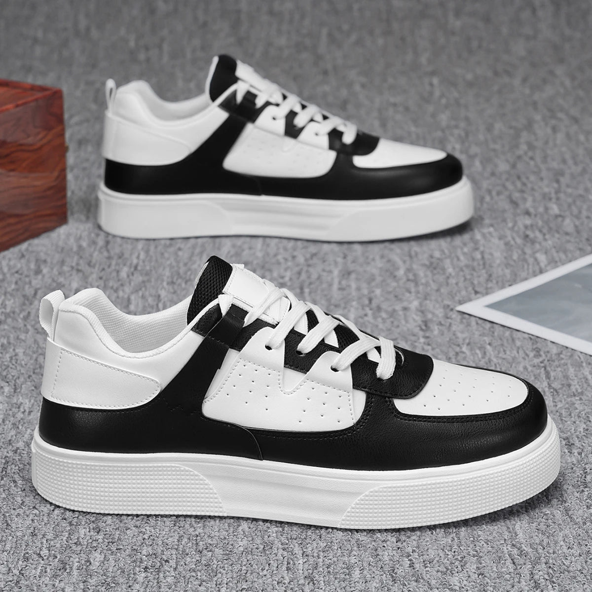 Minimalist Synthetic Leather Casual Sneakers With Lightweight Comfort For City Trails — White | KIMLUD
