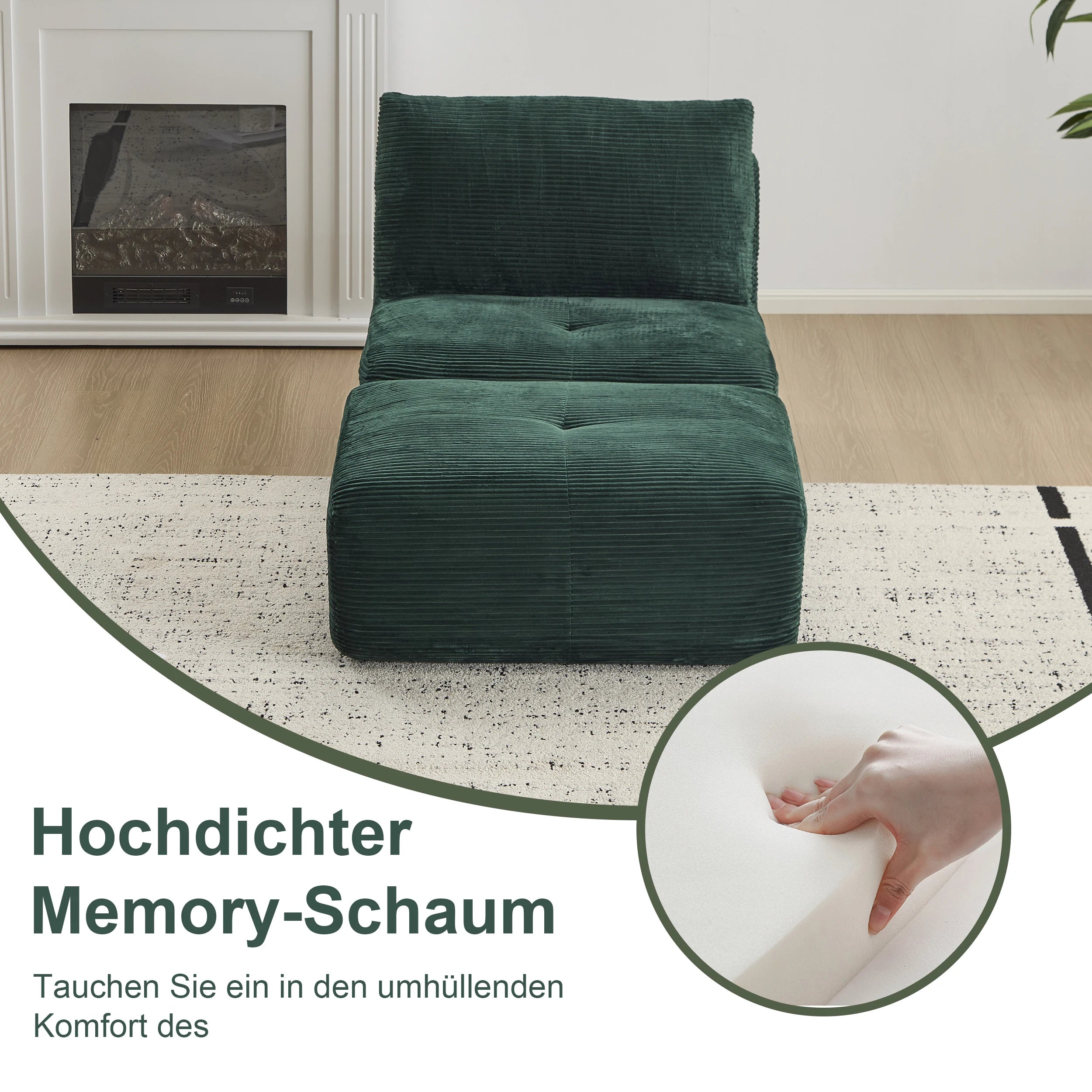 Corduroy Sofa Bed，Comfortable Small Single Sofa，Compression Sofa Seat，Foldable Lounger for Bedroom, Guest Room or Living Room