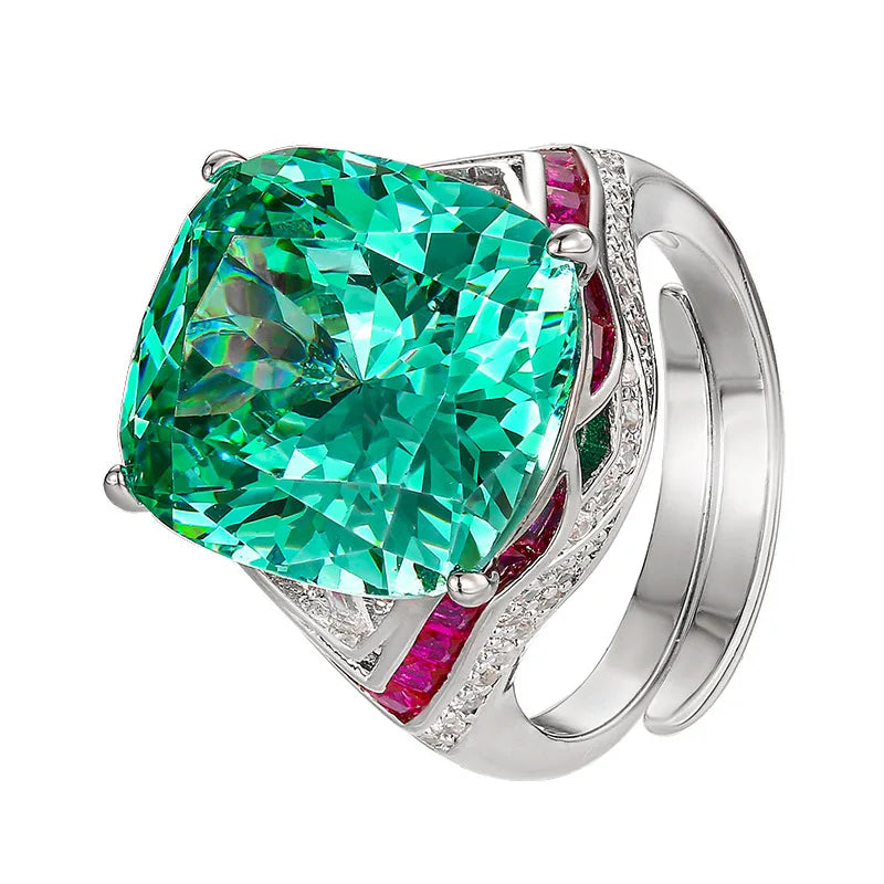 Copper Electroplated Gold Ring With Emerald Crystal — Emerald Green | KIMLUD