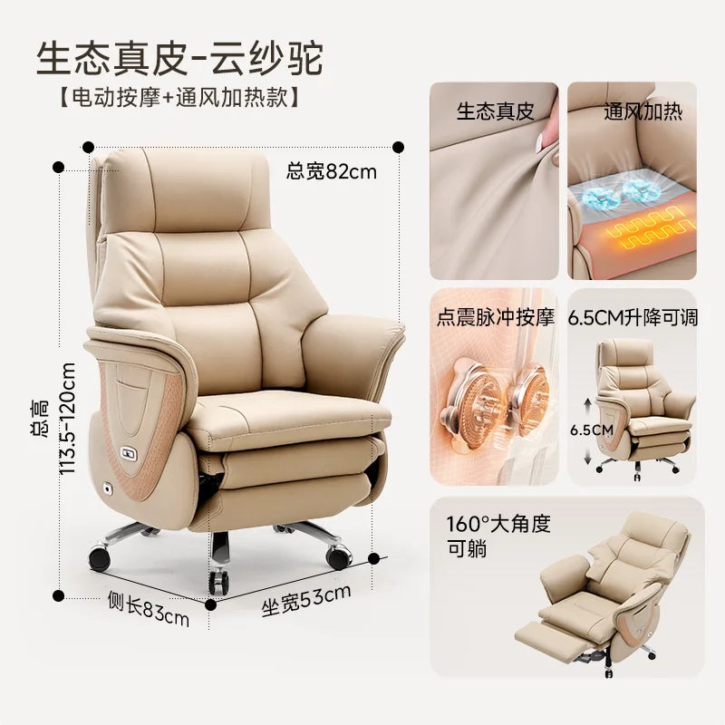 Genuine Leather Solid Executive Chair — Brown | KIMLUD