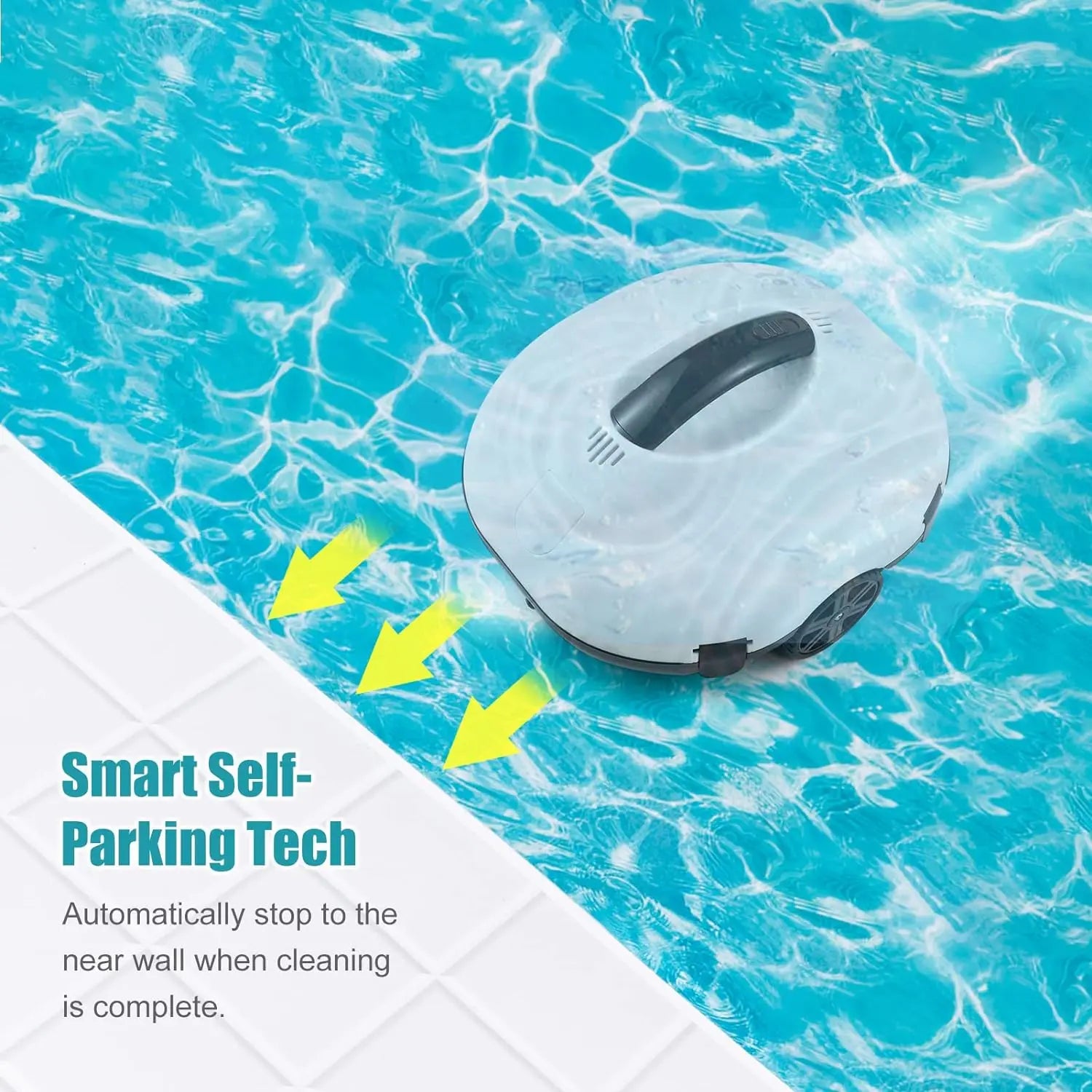 Robotic Pool Vacuum, Cordless Pool Cleaner with 120 Mins Runtime, Auto-Parking, 2.5h Fast Charging, Ideal for Above Ground Pool