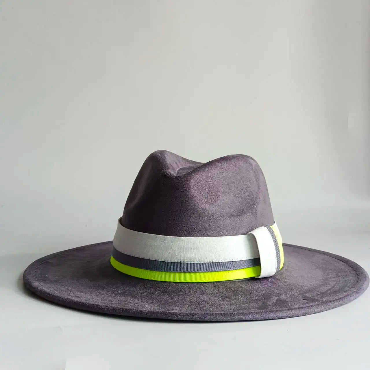 Suede Fedora Hat Wide Brim — Grayish Brown | KIMLUD