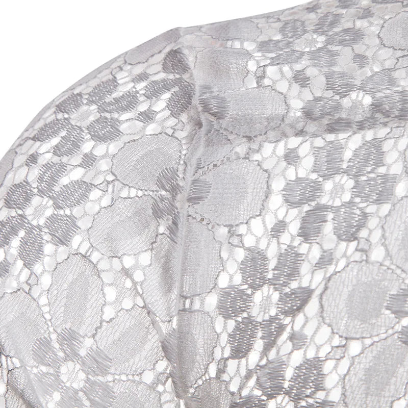 Lace Embroidered Sheer Long Sleeve Shirt With Floral Details — Black | KIMLUD