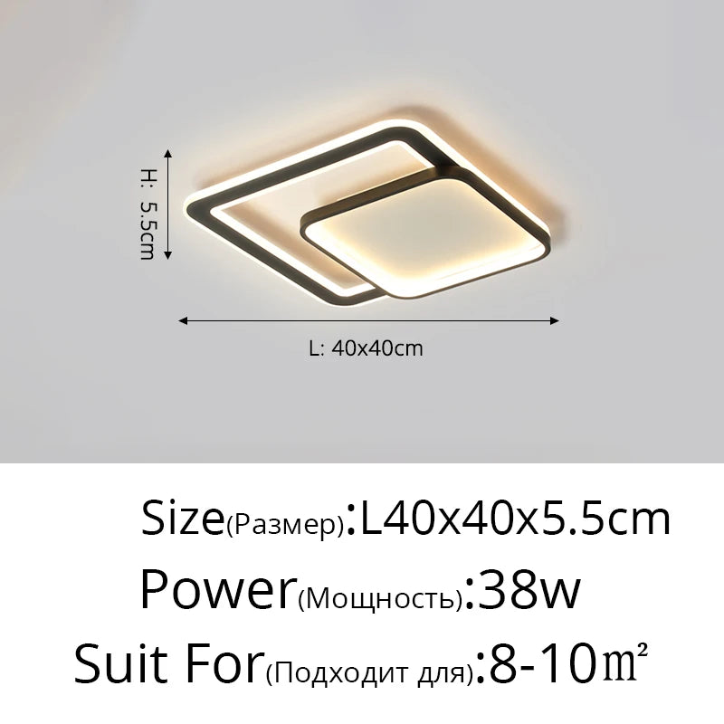 KIMLUD, Bedroom Led Chandelier Light Black White Square Modern Ceiling Lamp Attic Living Room Dining Kitchen Interior Fixture, B3 warm light, KIMLUD APPAREL - Womens Clothes