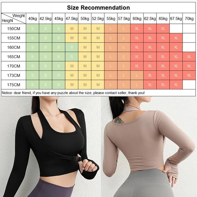 Yoga Shirt – Breathable – Long Sleeve Crop Top – Black | KIMLUD
