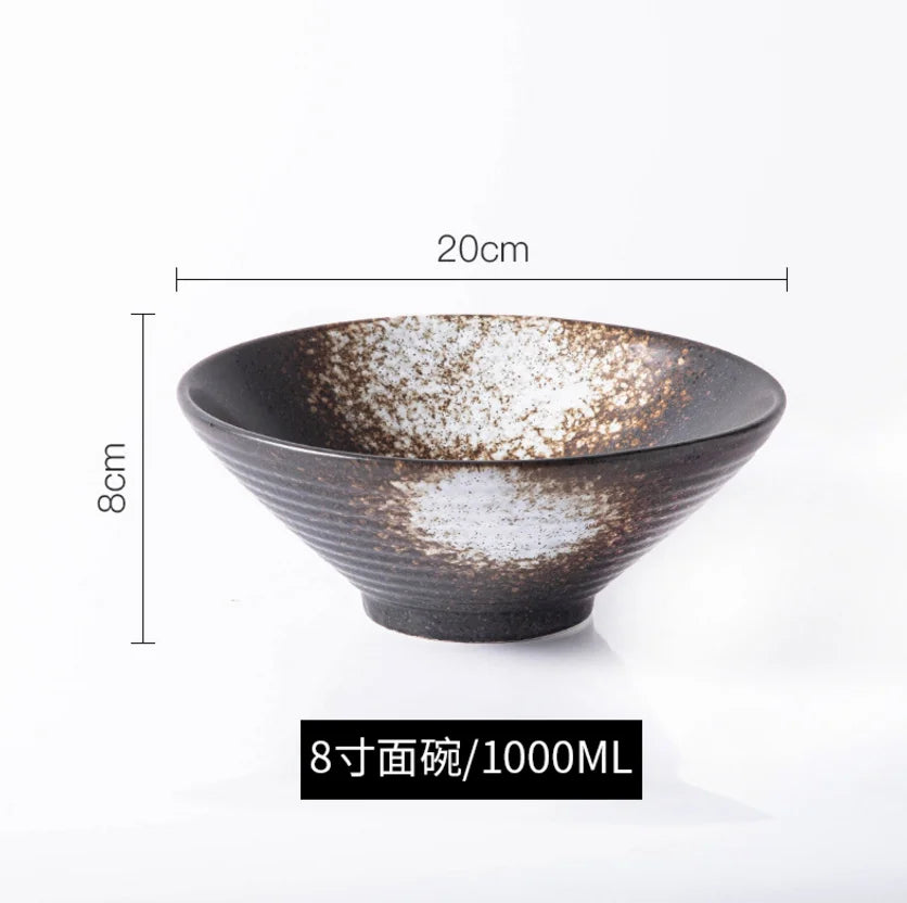 Porcelain Ramen Bowl Japanese Tableware — Deep Black | KIMLUD