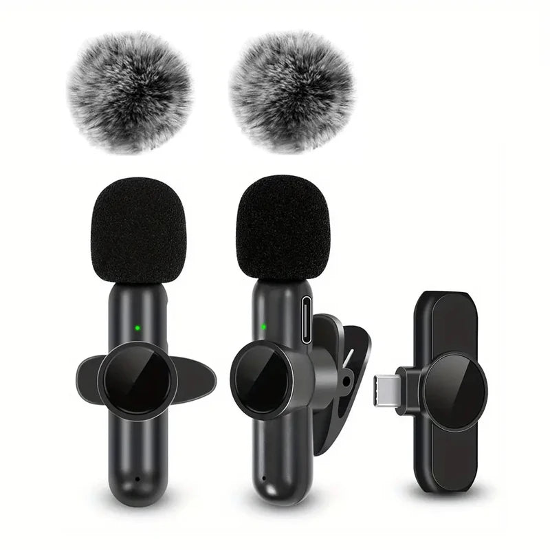 Wireless Lavalier Microphone With Windproof Cover — Black | KIMLUD