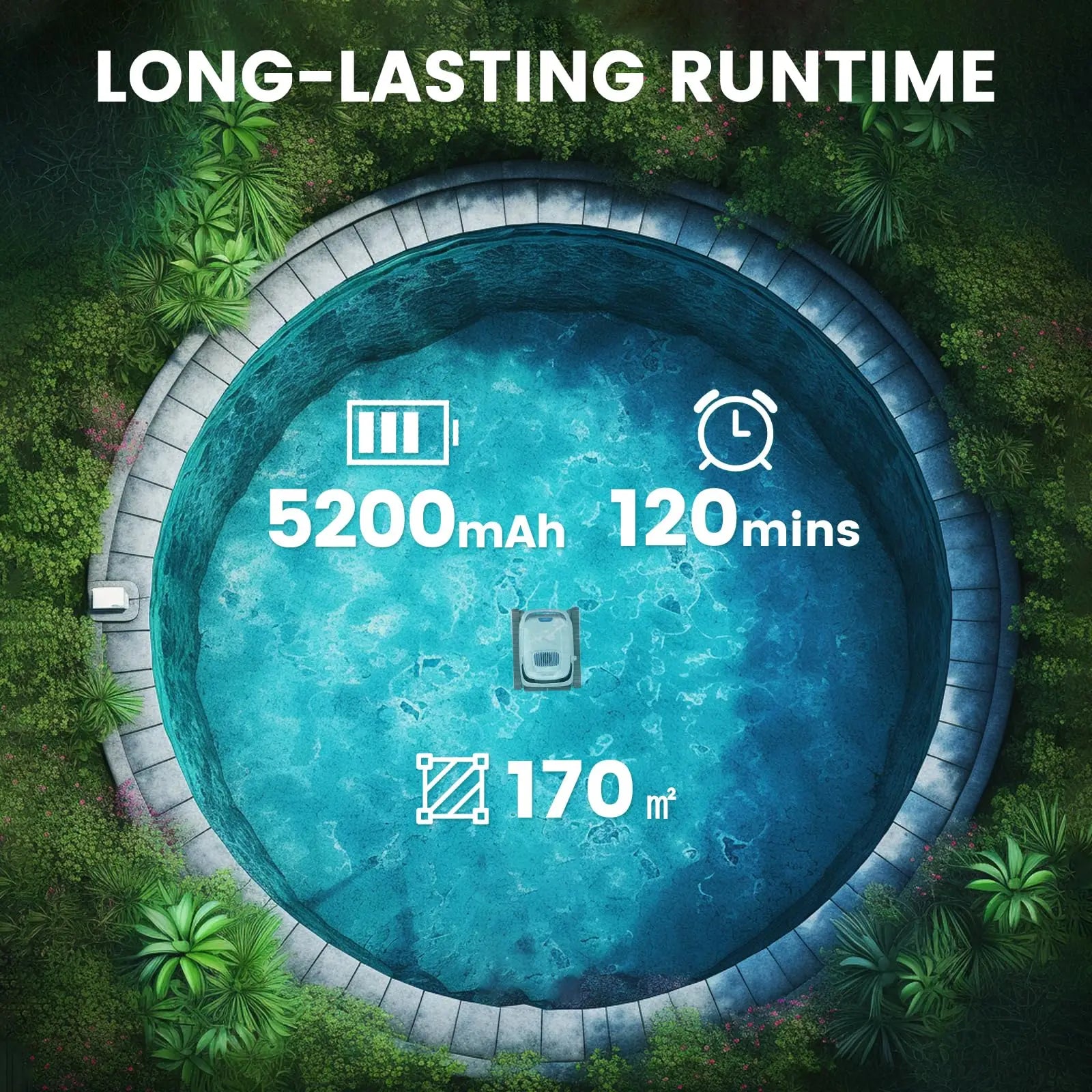 AIRROBO Pool Vacuum for Inground Pools, Smart Navigation Pool Cleaner Robot, Wall Climbing Pool Cleaner,120 Min Run Time