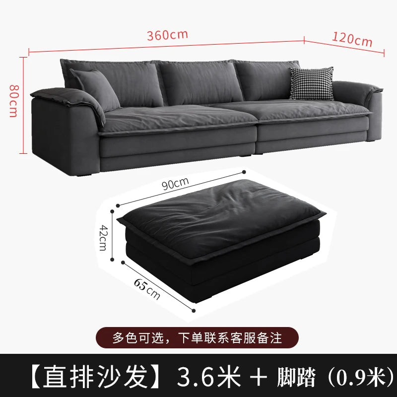 Nordic Minimalist L-Shaped Sectional Sofa Cloud Cushions — Charcoal Gray | KIMLUD