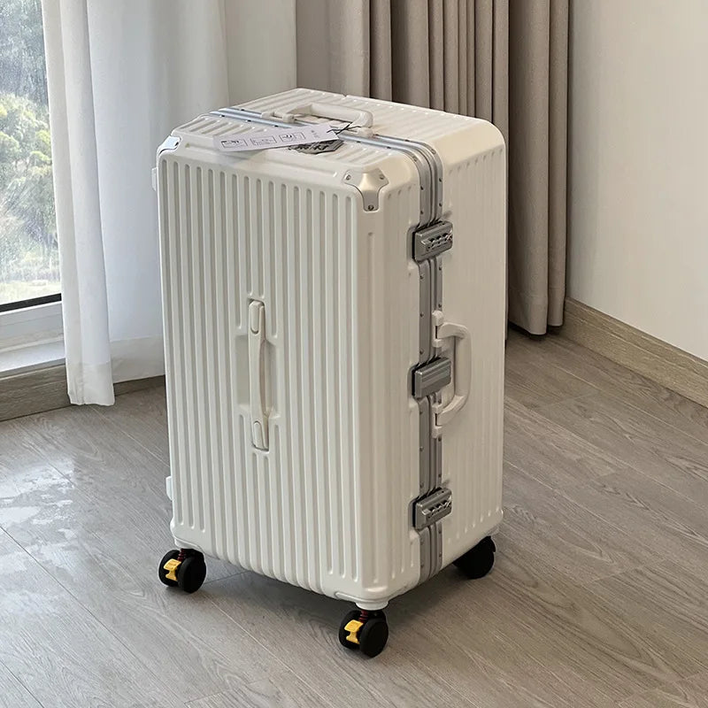 Large capacity 28-inch student thickened handle suitcase for girls, 26-inch aluminum frame travel suitcase for men