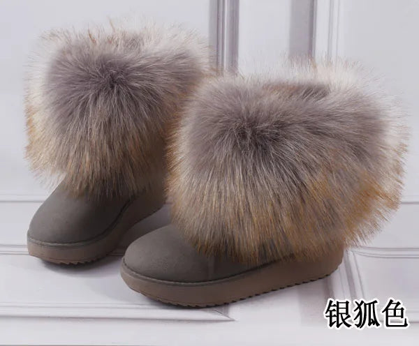 Faux Fur Boots Leg Warmer Cuffs Elastic DIY Accessory — Black | KIMLUD