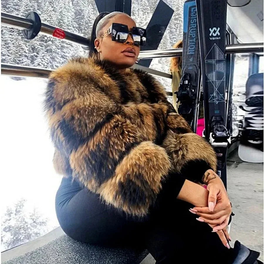 KIMLUD, 2024 maomaokong Super Hot Winter Women Luxury Thick Real Raccoon Fur Coat Natural Fox Fur Jacket Plus Size Jackets Female Vest, KIMLUD Womens Clothes
