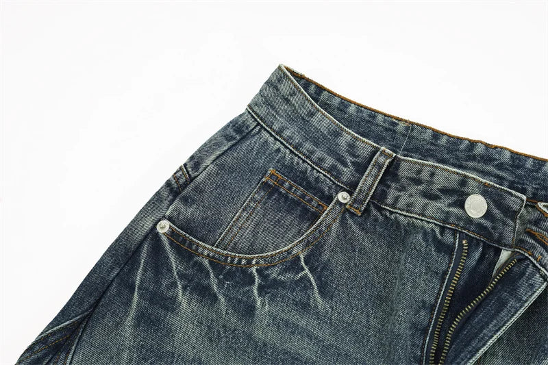 Baggy Wide-leg Jeans Men's Oversized Streetwear Vintage Washing Y2K Denim Pants Spliced Autumn Fashion Loose Man Trousers