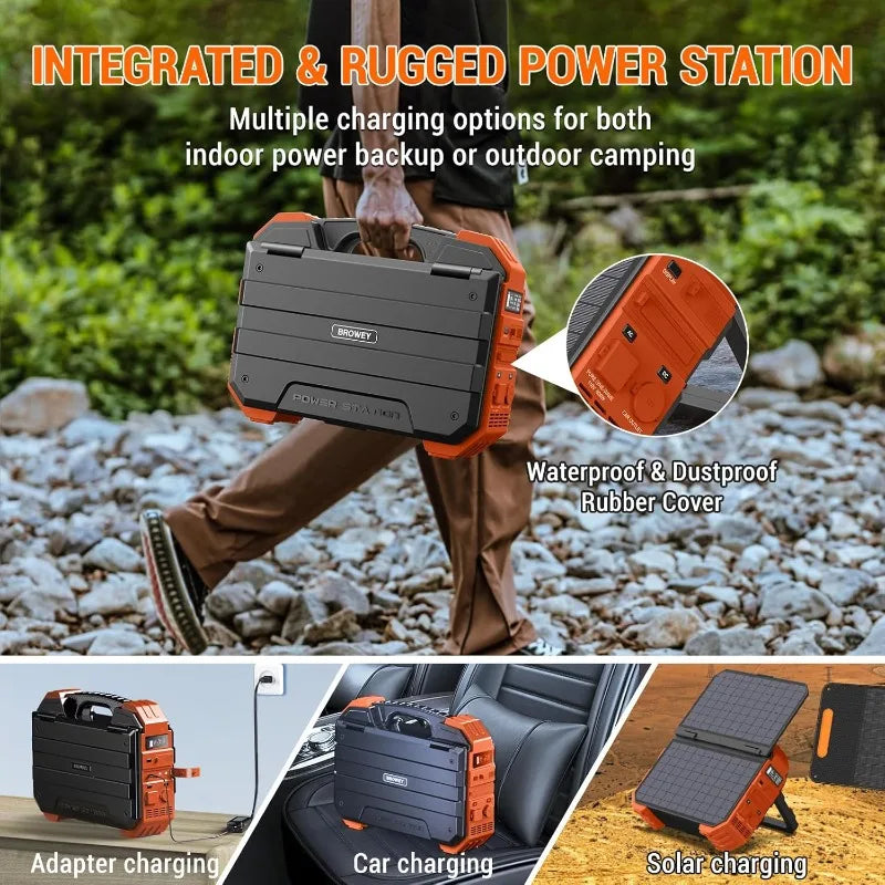 Portable Power Station 1000W with Built-in Solar Panel 614WH/192000mAh Battery Pack Solar Generator with AC/DC/USB/PD Output