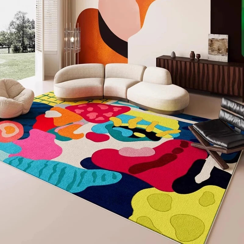 Polyester Area Rug Wilton-Inspired Machine-Woven Special-Shaped Abstract Dopamine Art — Multicolor | KIMLUD