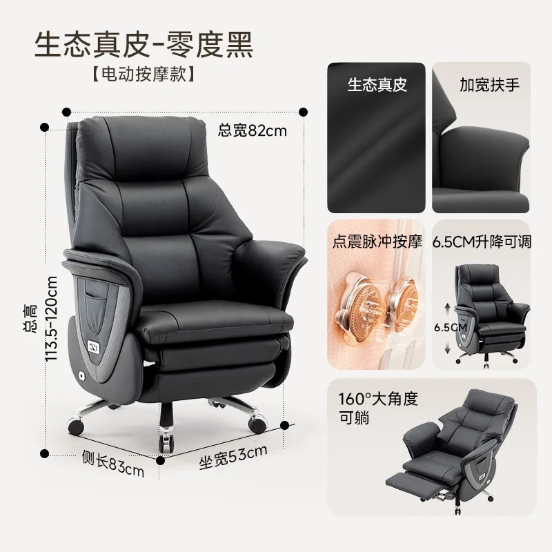 Genuine Leather Solid Executive Chair — Brown | KIMLUD