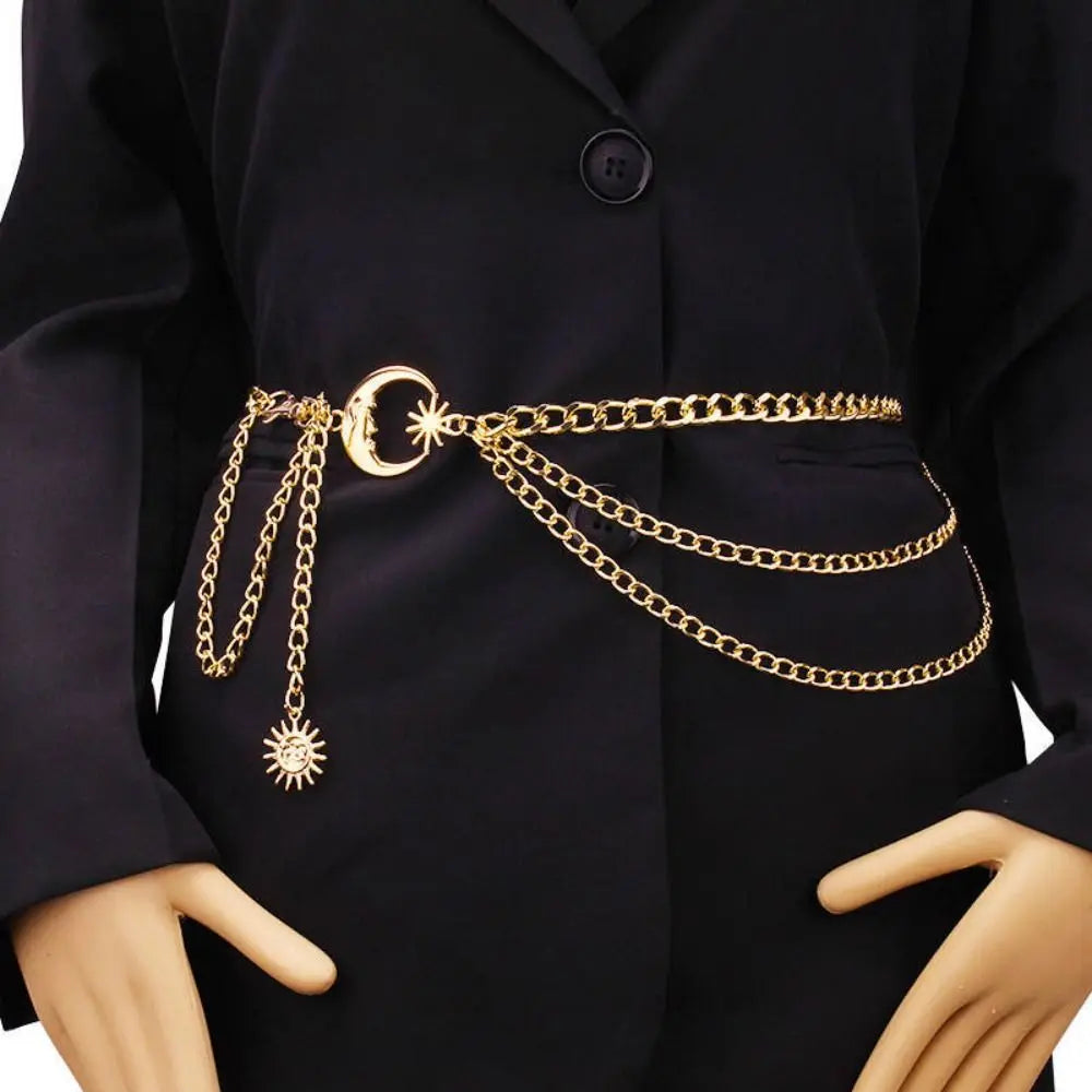Metal Waist Chain Belt Punk Hip Hop Style — Gold | KIMLUD