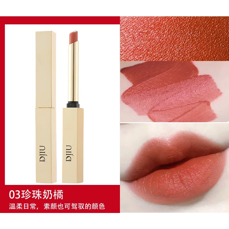 6 Colors Thin Tube Small Gold Bar Make Up Lip Stick Long Lasting Moisture Cosmetic Lipstick Lips Makeup Lipstick Cosmetics Batom