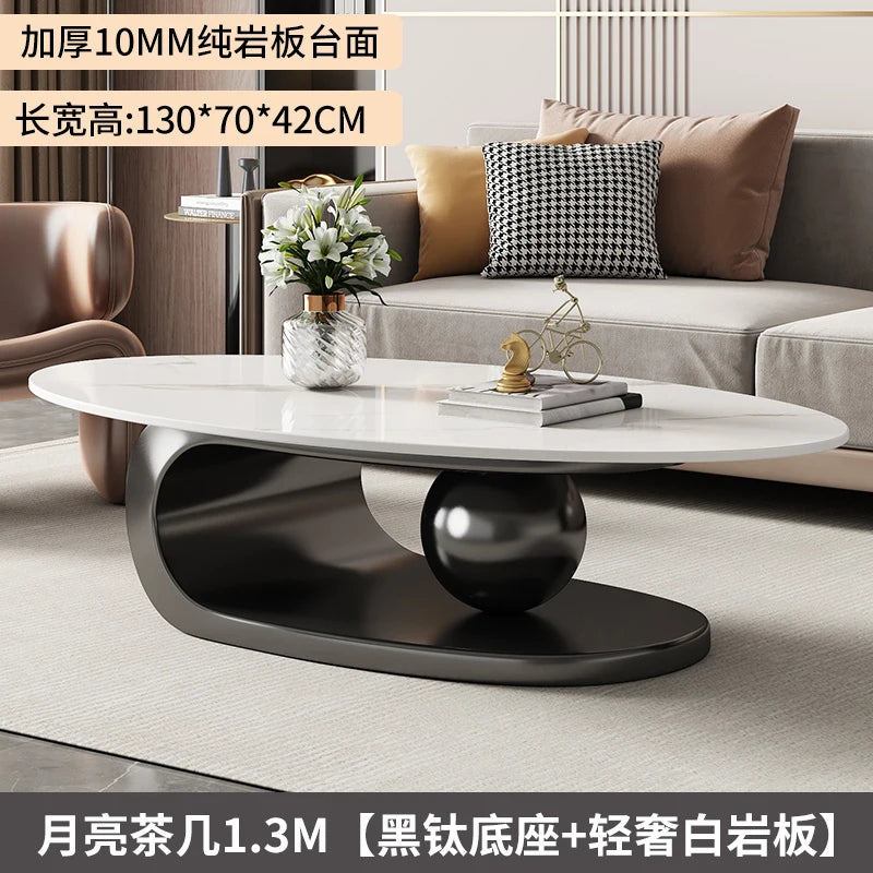 Rock Slab Coffee Table Sculptural Bronze-Toned Wooden Base — Ivory | KIMLUD