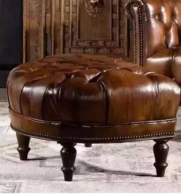 Genuine Leather Living Room Chair — Brown | KIMLUD