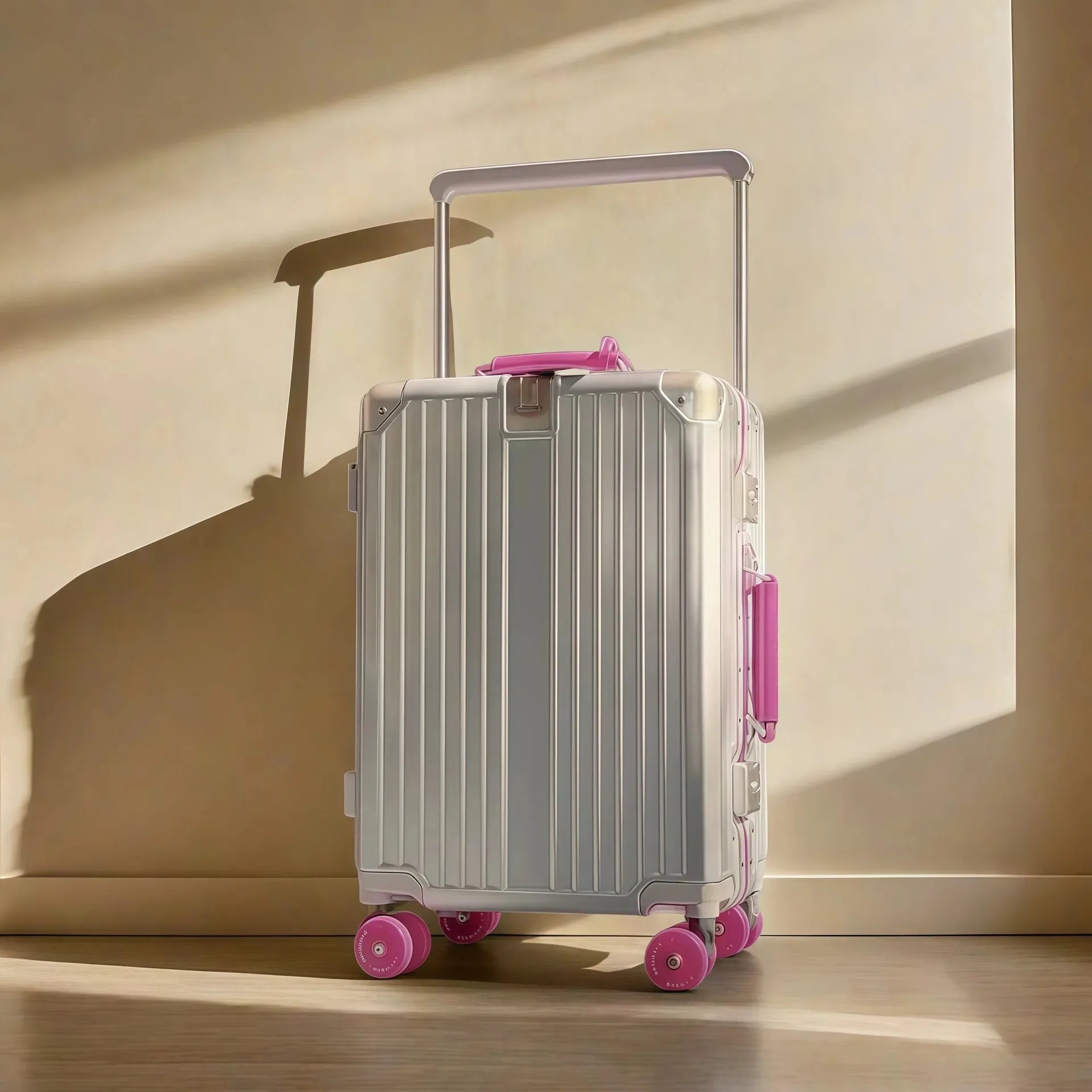 Wide Handlebar Travel Balance Trolley Suitcase with Colorful Silent Wheels TSA Lock Rolling Luggage Large Capacity PC Material