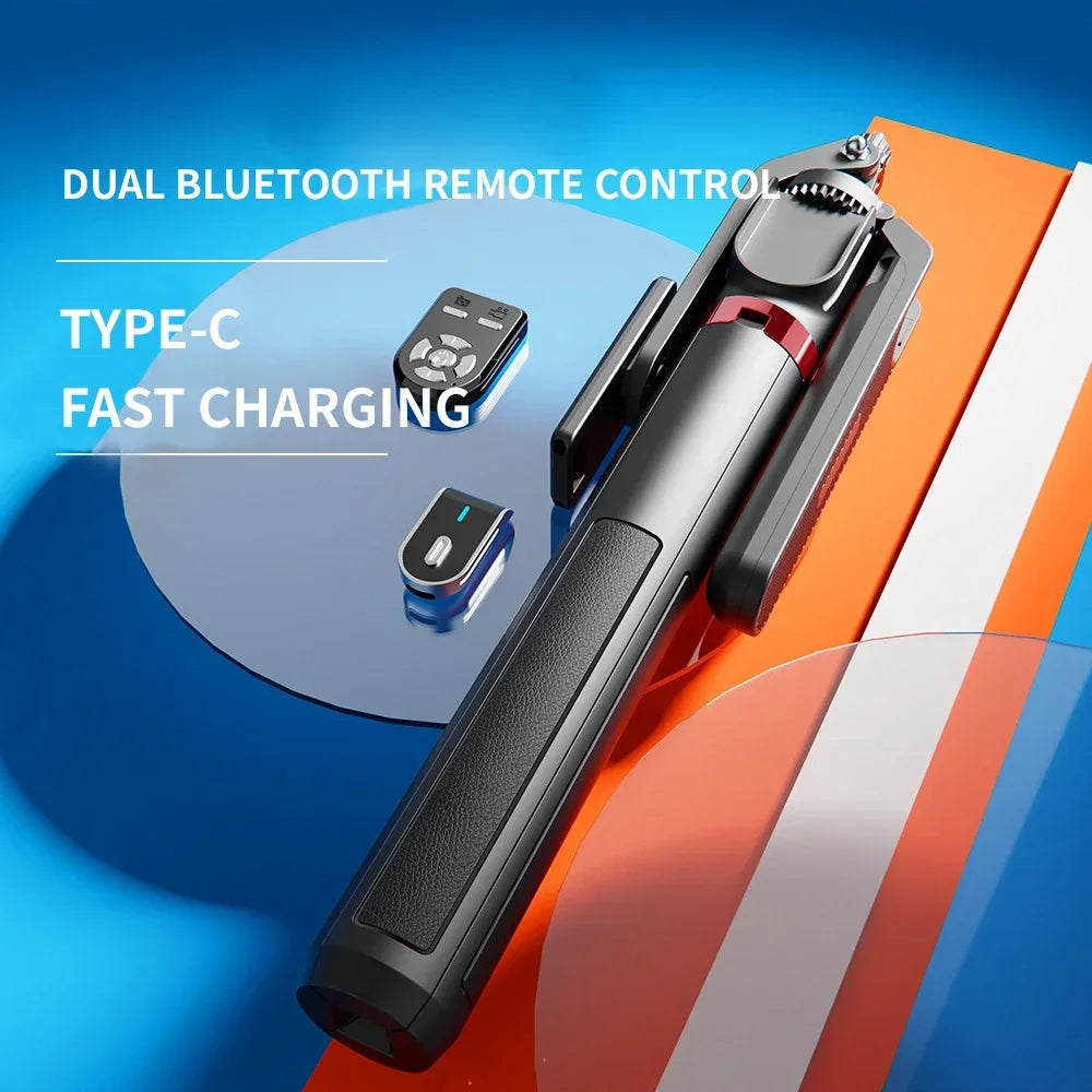 P325 Dual Remote Selfie Stick 2.2M Extended Mobile Phone Quadpod Wireless Bluetooth Selfie Stick Handheld Stabilizer Bracket