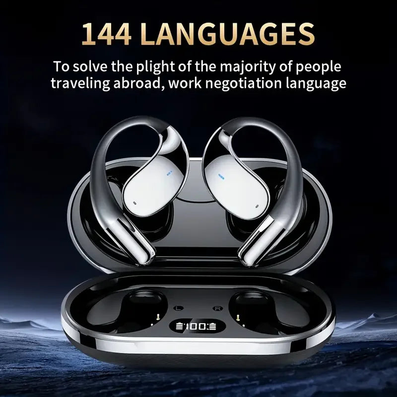 Wireless Translation Earbuds HiFi Bass ENC Noise Reduction — Black | KIMLUD