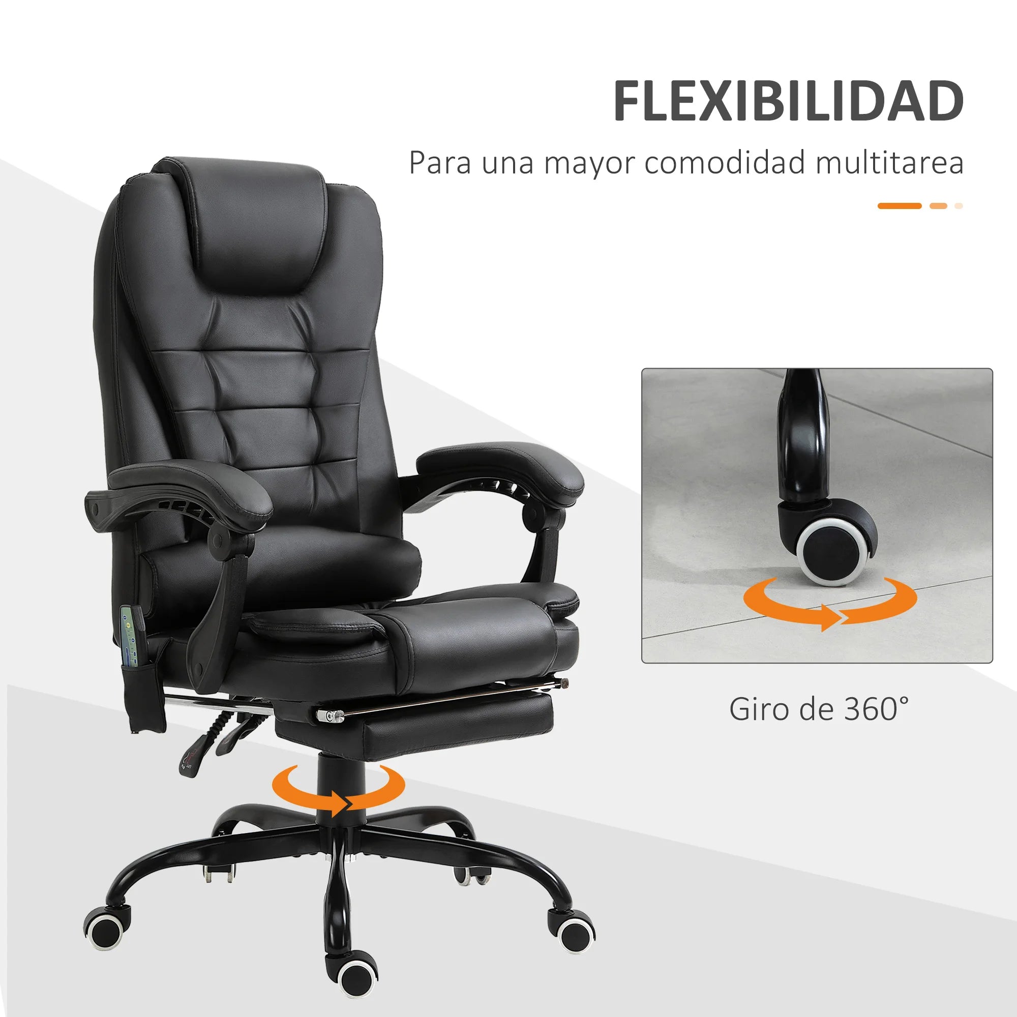 Vinsetto 7 points massage office chair with black retractable footrest