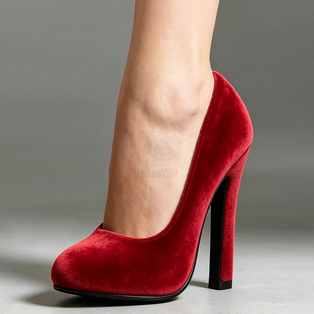 Pumps – 6 Inch Purple Suede – Block Heel – Plus Size Women | KIMLUD