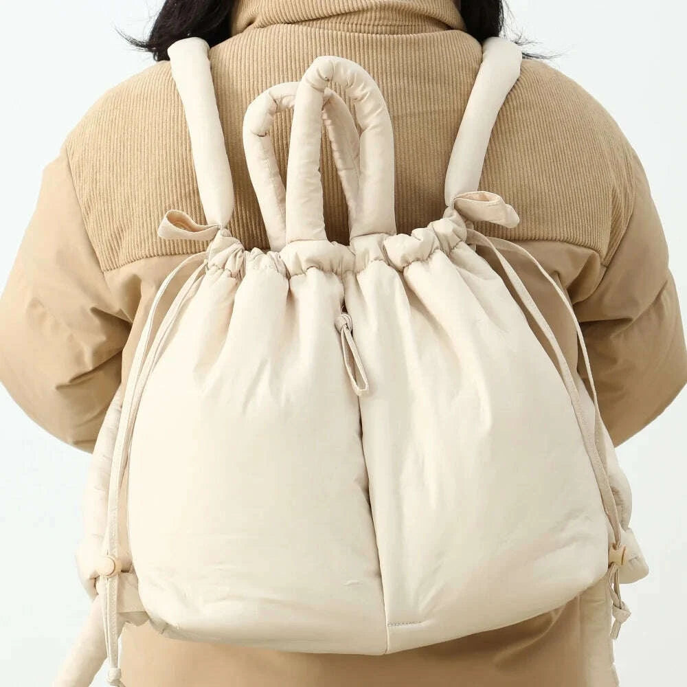KIMLUD, Puffer Backpack For Women Handbag With Top Handle Shoulder Bag Soft Lightweight Drawstring Puffy Tote Carry On Bag, KIMLUD Womens Clothes