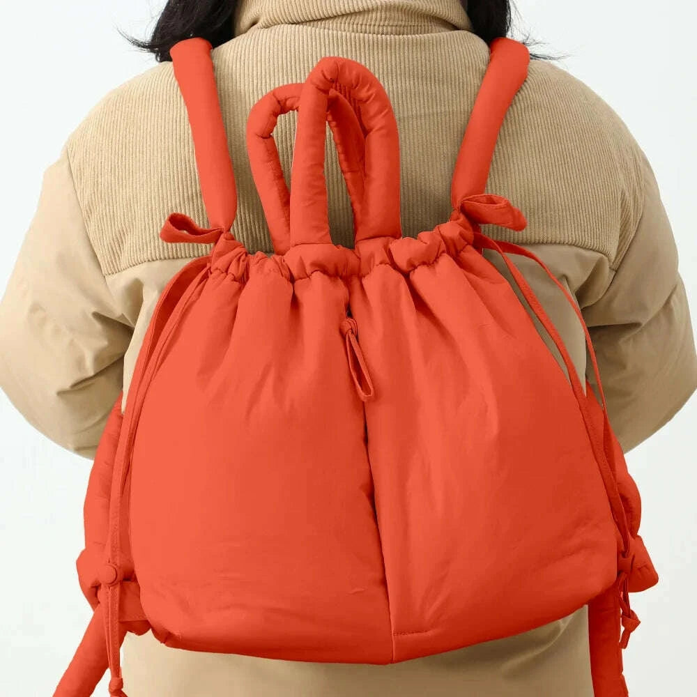 KIMLUD, Puffer Backpack For Women Handbag With Top Handle Shoulder Bag Soft Lightweight Drawstring Puffy Tote Carry On Bag, KIMLUD Womens Clothes
