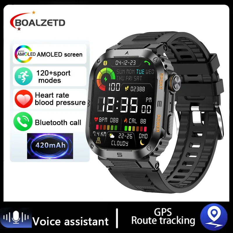 2024 NEW 2.01 Outdoor Military Smart Watch Men Bluetooth Call Smartwatch For Android IOS IP68 Waterproof Sports Fitness Watches