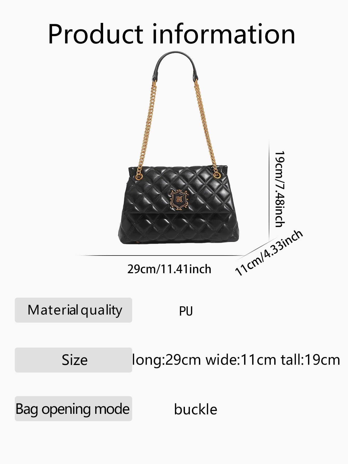 Premium PU Solid Shoulder Bag — Jet Black | KIMLUD