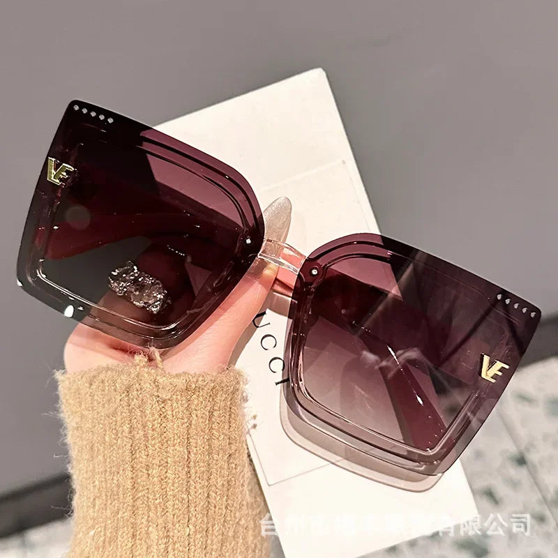 New Cool Rimeless Polarized Sunglasses Women Oversized Square Sun Glasses Ladies UV400 Classic Goggle Oculos De Sol Feminino