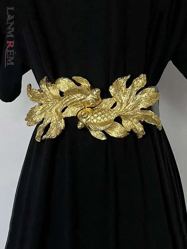 Belt – Goldfish Buckle Design – PU Metal – Adjustable | KIMLUD