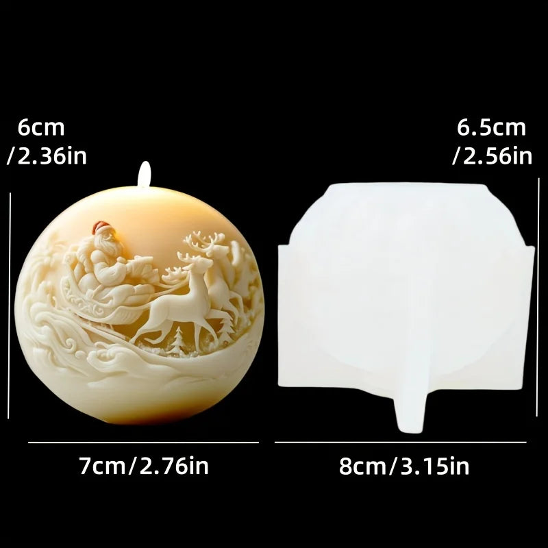 KIMLUD, Santa Claus Sleigh Spherical Candle Silicone Mold Santa Claus Elk Scented Candle Mould Santa Claus Sleigh Resin Plaster Molds, KIMLUD Womens Clothes