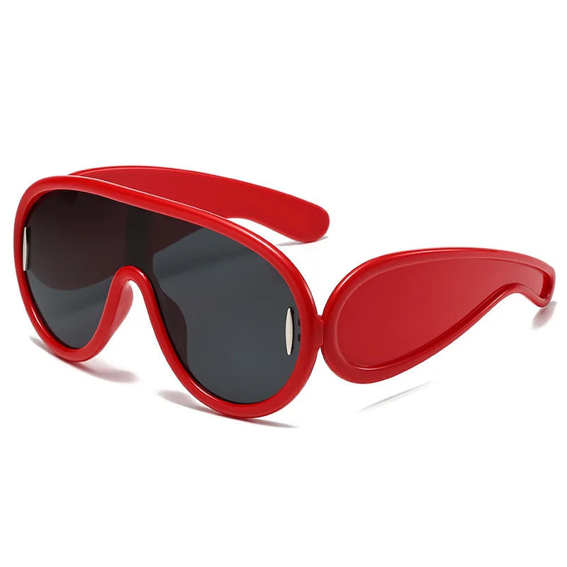 Vintage Round Sunglasses Exaggerated Circular Frames — Black | KIMLUD
