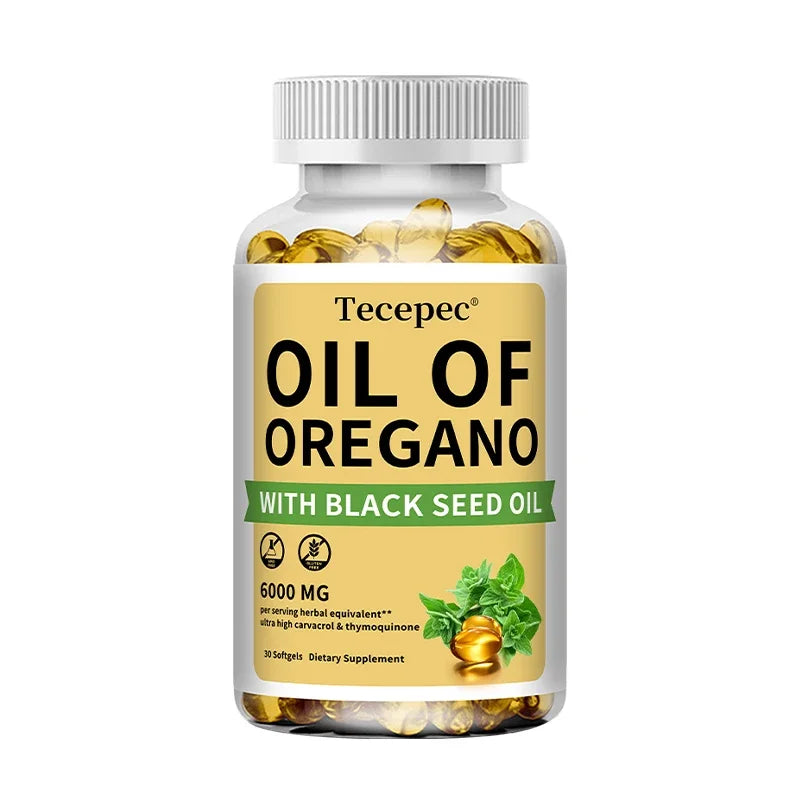 Oregano Oil Capsule With Black Seed Oil 20:1 Extract For Antioxidant Immune Health Support — Amber | KIMLUD