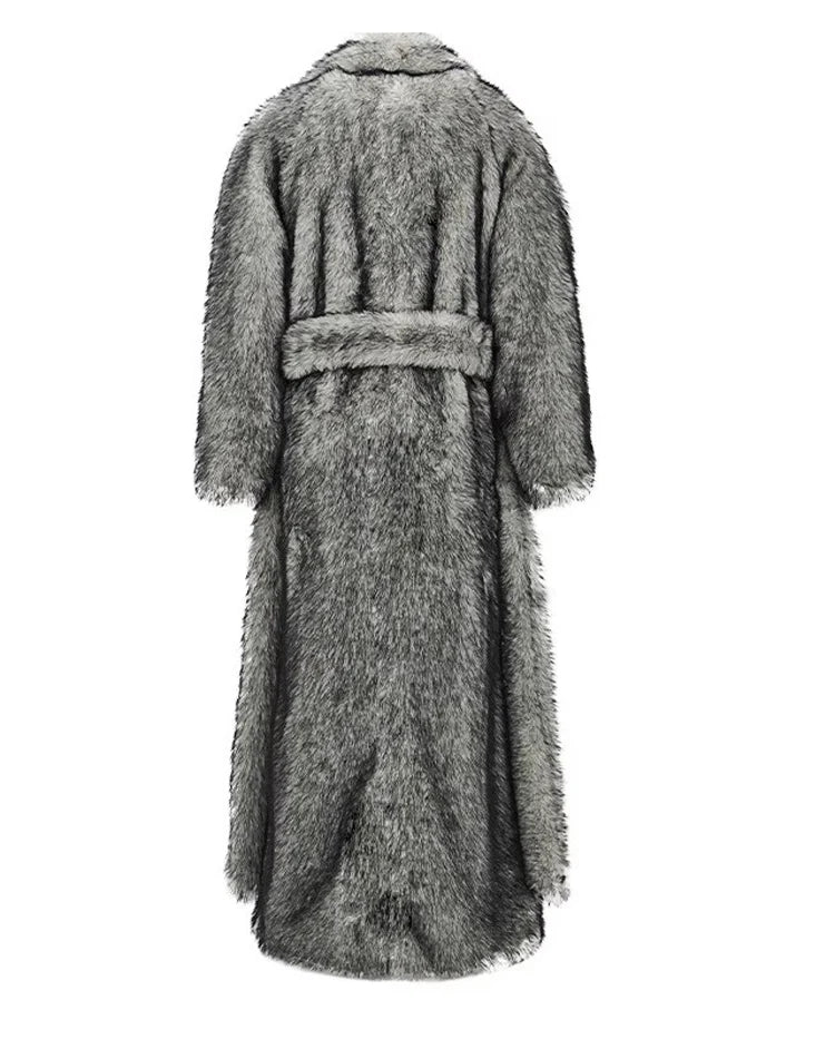 Men's Fur Coat – Fox Fur Lapels – Long Overcoat | KIMLUD
