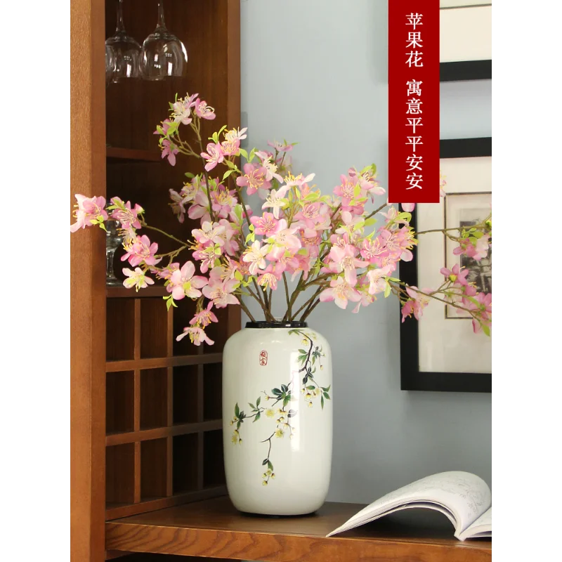 Chinese ceramic vase ornament, living room entrance floral art, home hydroponics creative simple round housewarming gift flower