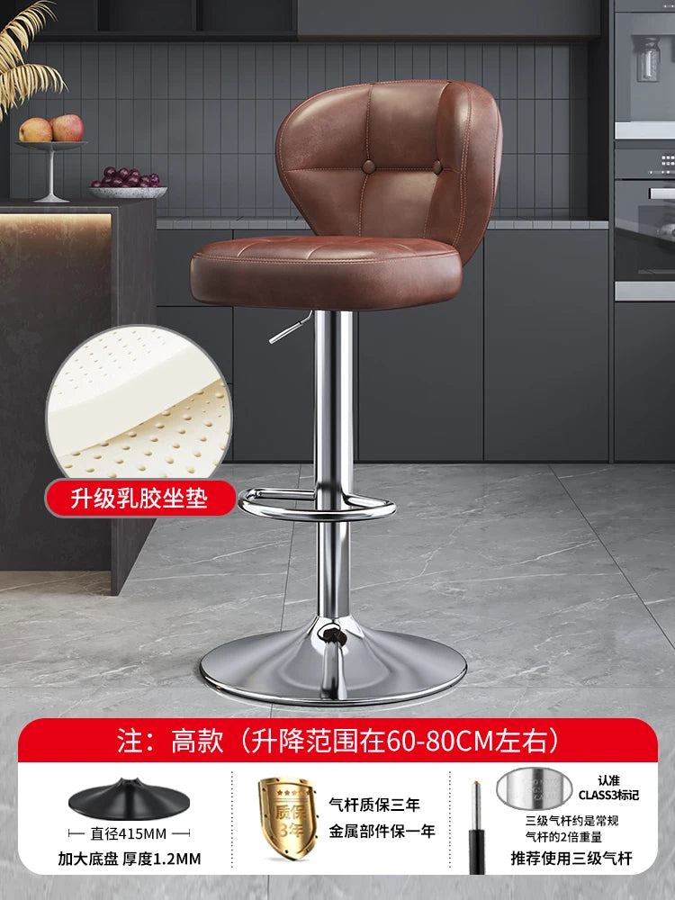 Leather Luxury Designer Bar Stools Minimalist Nordic Counter Gaming Bar Chairs With Back Comfortable Cadeira Trendy Furniture